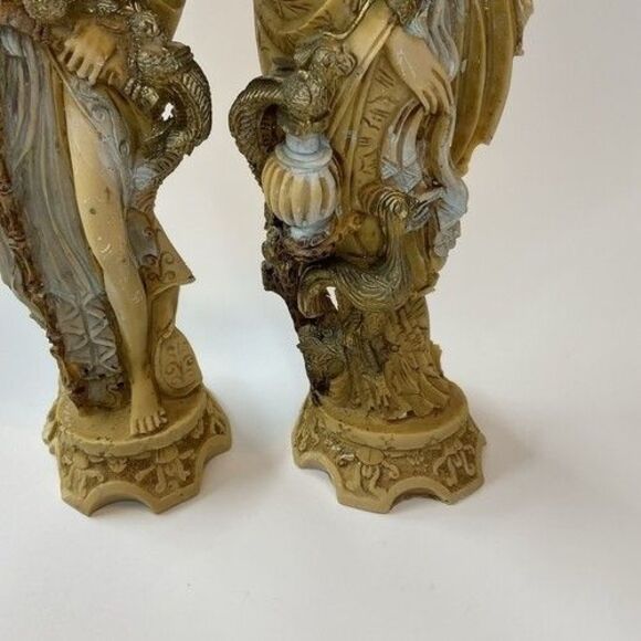 Vintage Lot of 2 ArtMark Italy Goddess & Sorcerer Statues Resin Asian Decor 9.5" - Picture 10 of 14